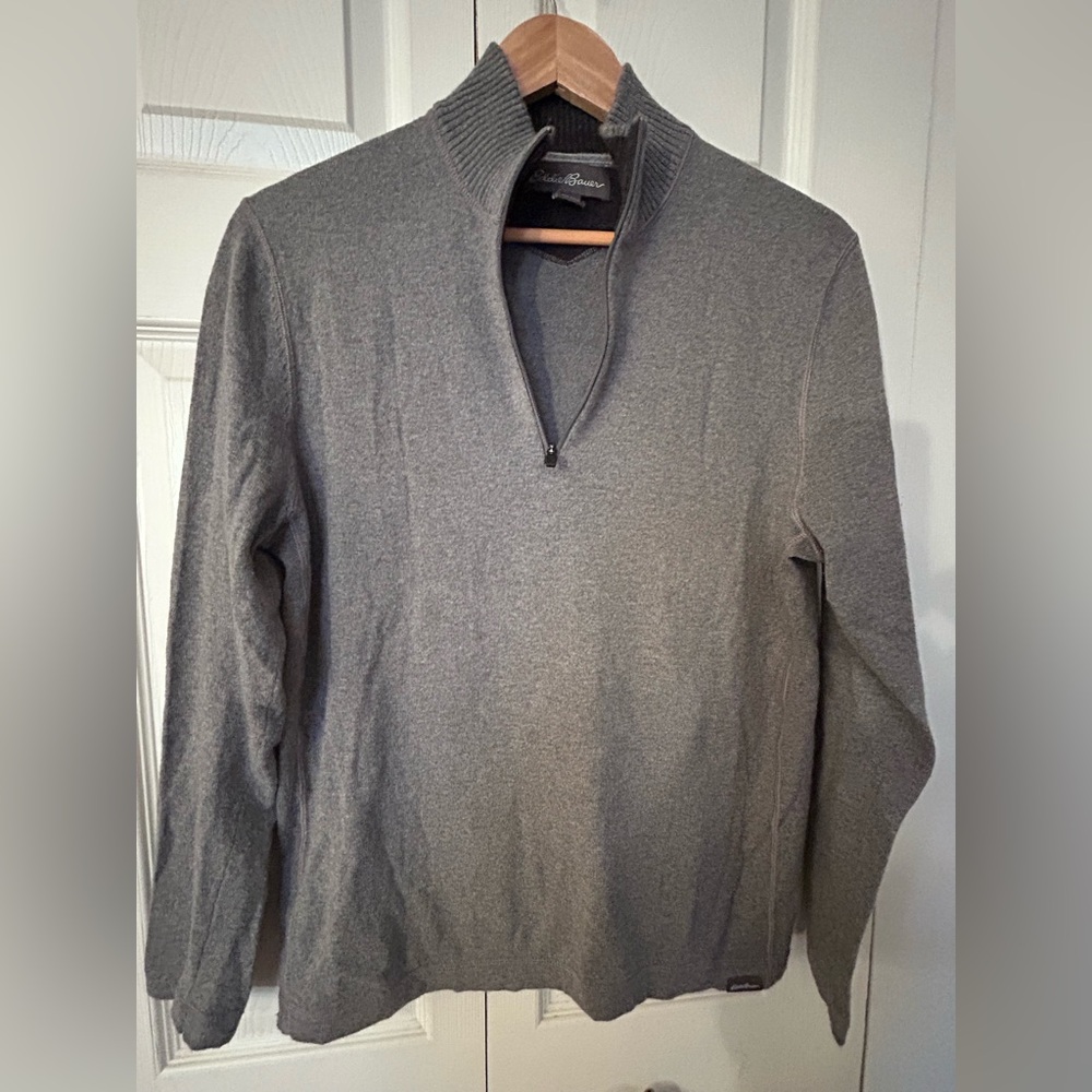 Eddie Bauer Men's Charcoal Quarter Zip-Up Sweater